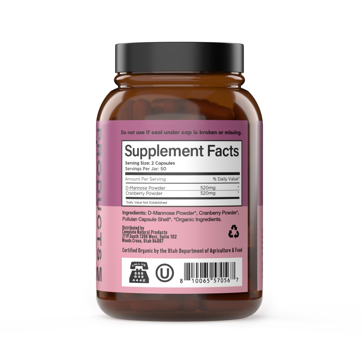 Complete Natural Products D-Mannose Cranberry Capsules 520mg - 100 Count - image 3