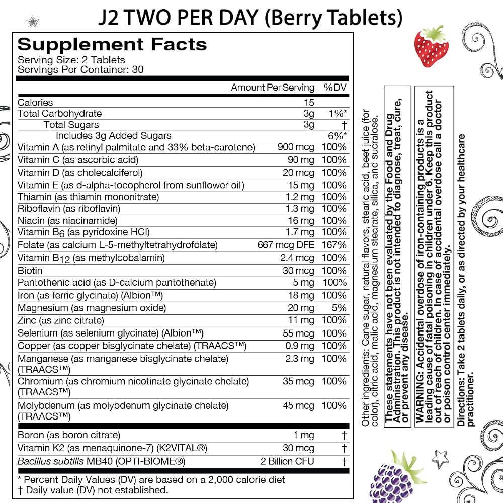 Bariatric Eating J2 Two Per Day Multivitamin Chewable Tablets - 60 Count - image 2
