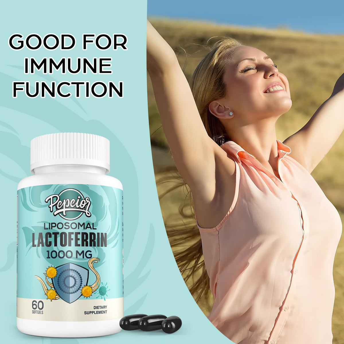Pepeior Liposomal Lactoferrin 1000 mg Diet - Maximized Lactoferrin