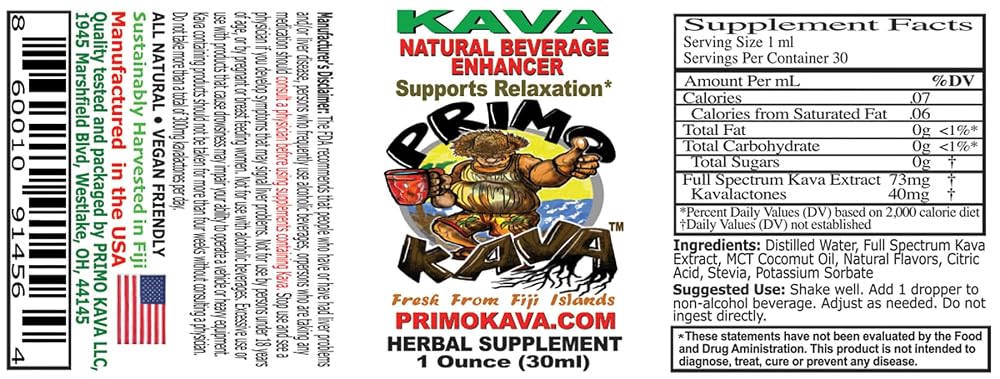 PRIMO KAVA Kava Drops 40mg Calm and Relaxation - 1 Fl Oz - image 3
