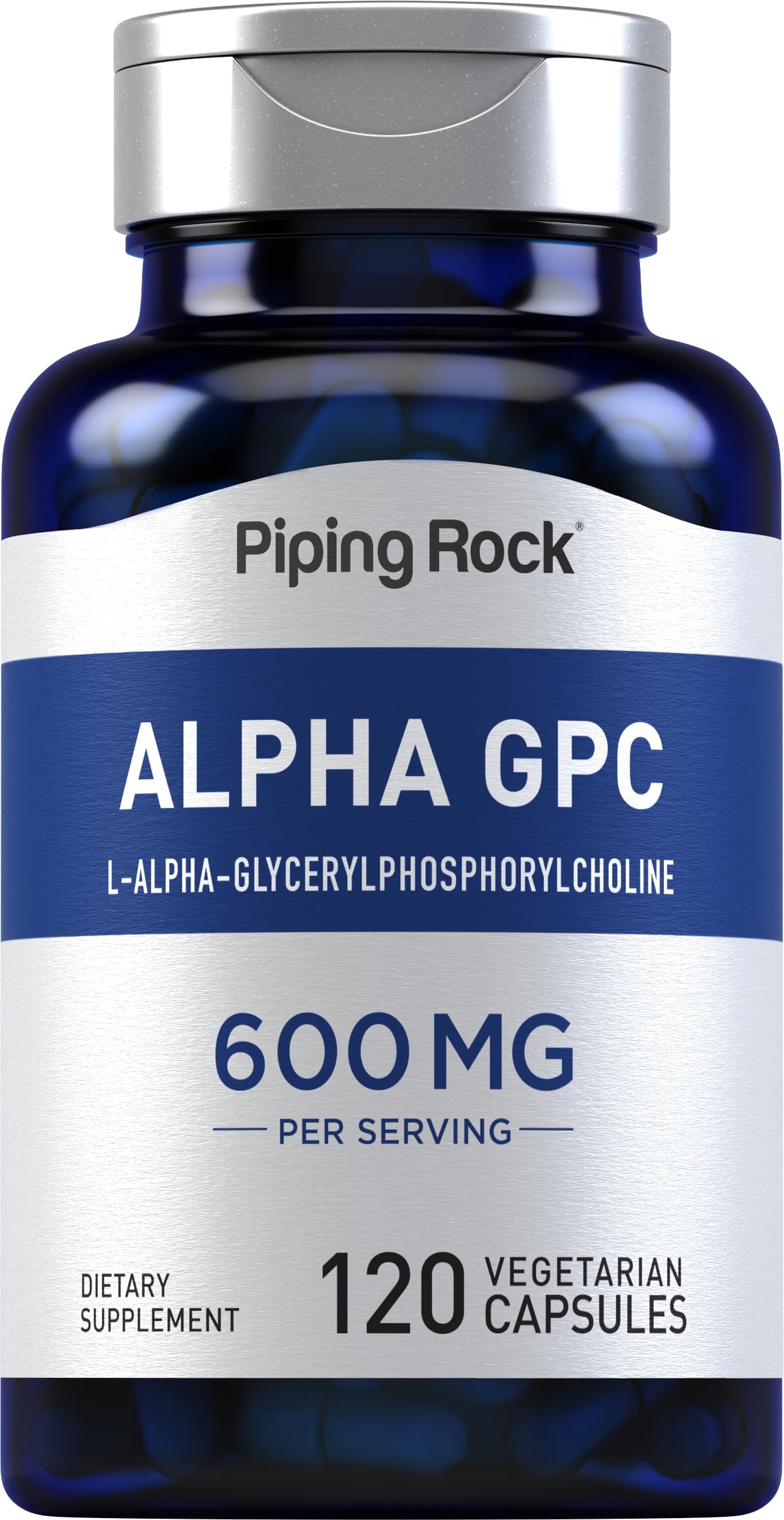 Piping Rock Alpha GPC Supplement 600 mg - 120 Capsules