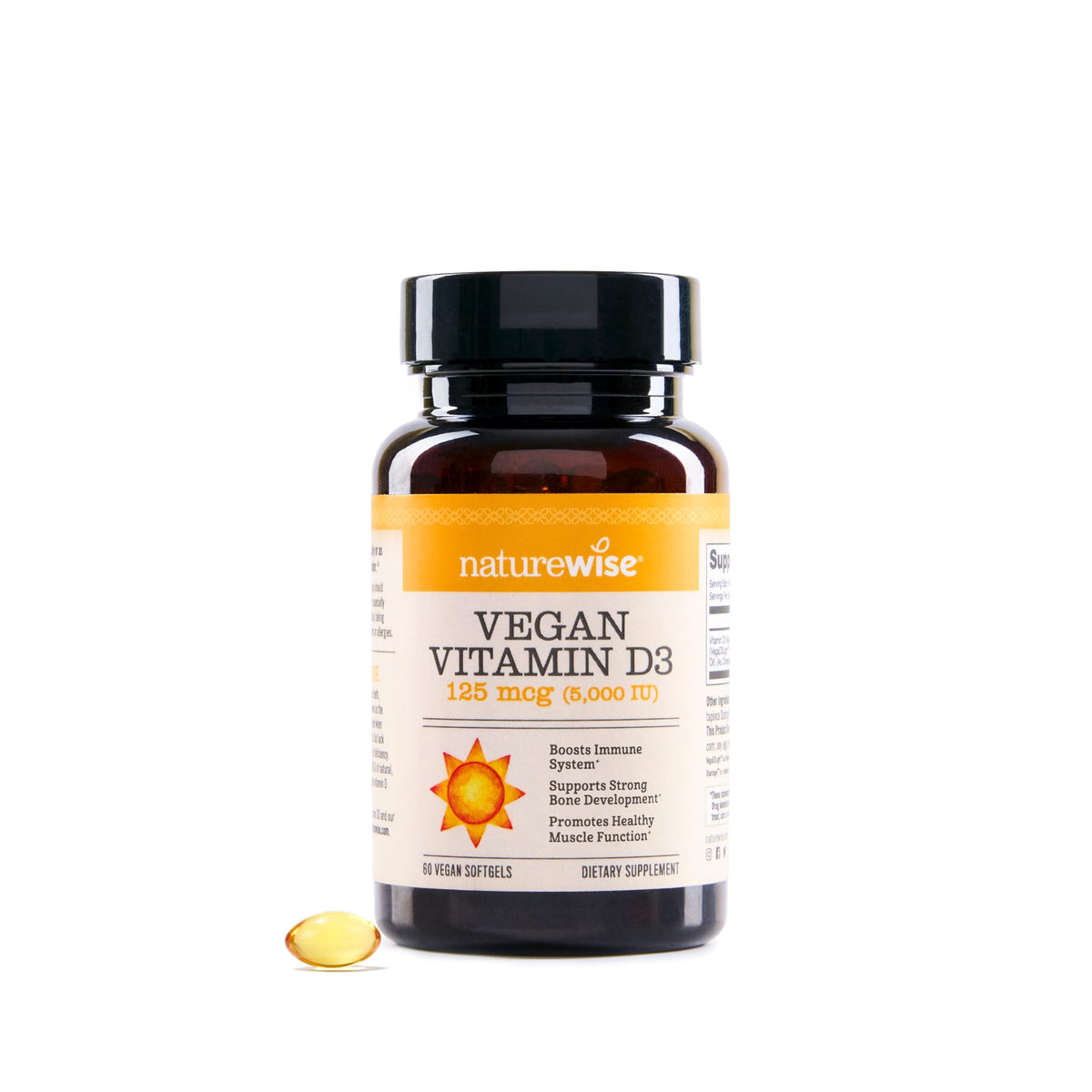 NatureWise Vegan Vitamin D3 5000 IU from Lichen - 60 Softgels