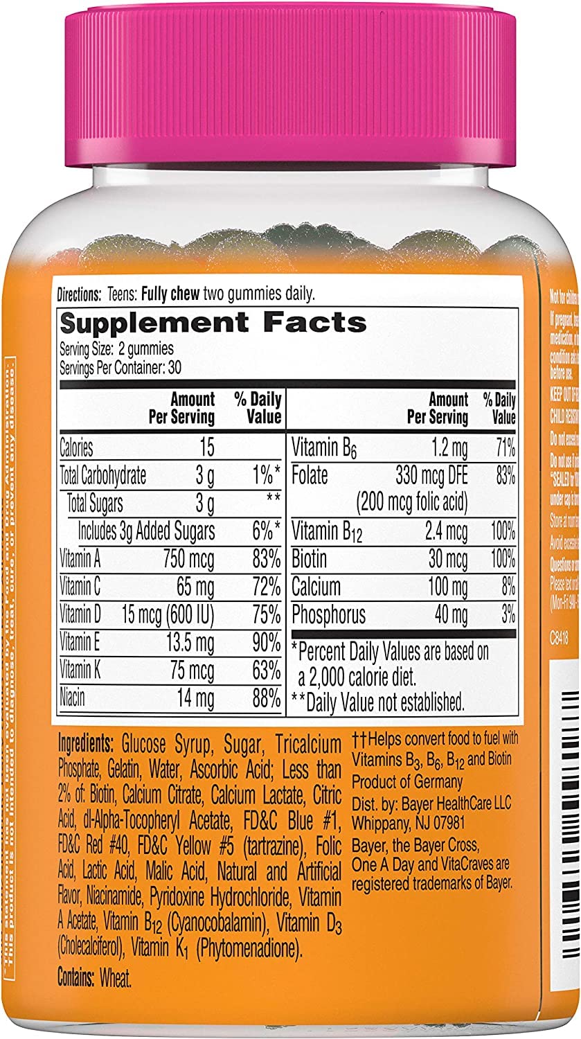One A Day Teen for Her VitaCraves Multivitamin - 60 Gummies - image 2