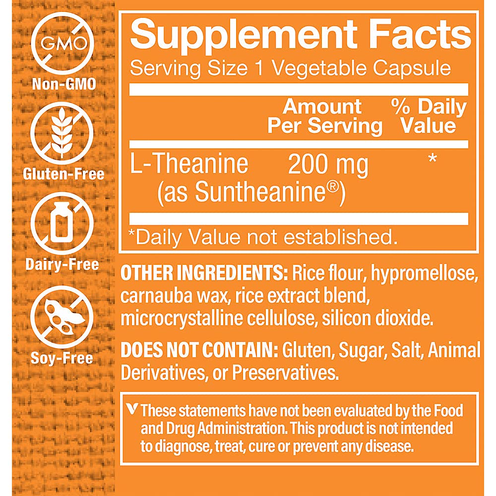 The Vitamin Shoppe L-Theanine 200mg Amino Acid - 60 Capsules - image 3