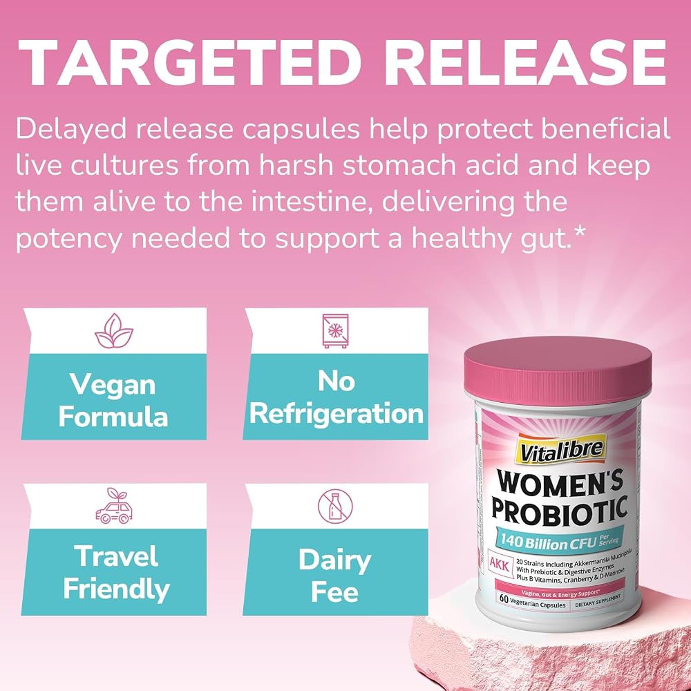 Vitalibre Women's Probiotic Plus 140 Billion CFU - 60 Capsules - image 6