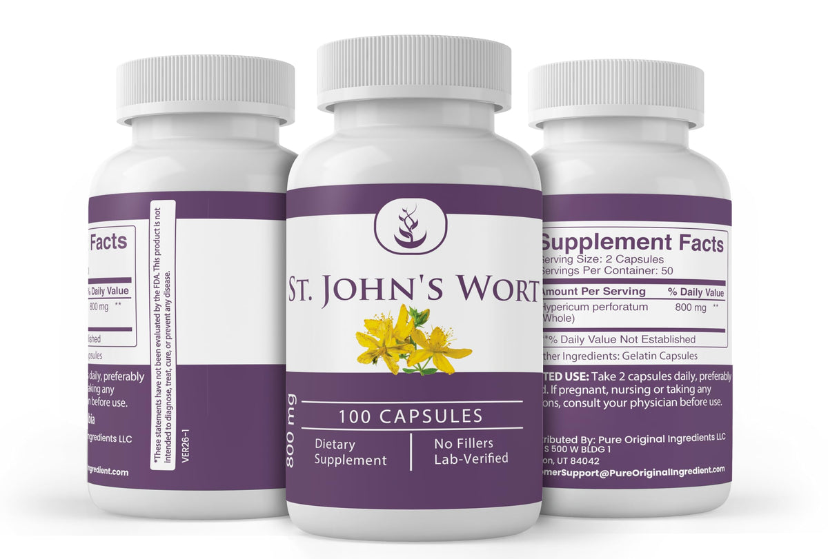 PURE ORIGINAL INGREDIENTS St. John's Wort - 100 Capsules - image 4