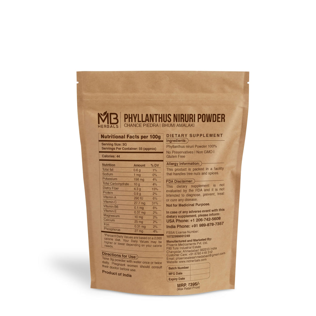 MB Herbals Wildcrafted Phyllanthus Niruri Powder - 100g - image 2