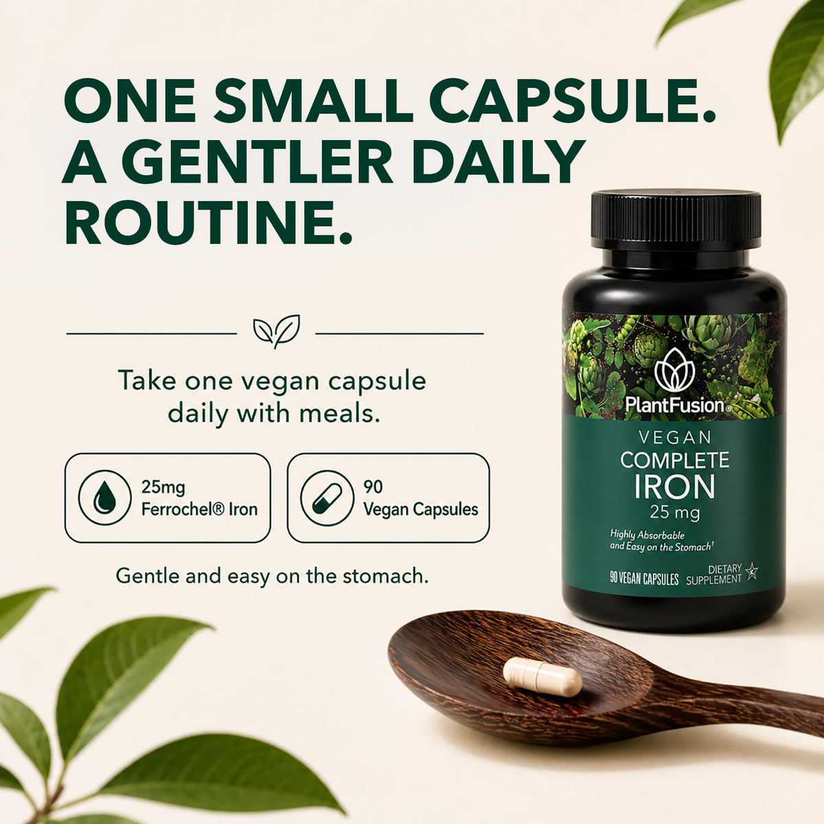 PlantFusion Vegan Iron Supplement with Ferrochel 25mg - 90 Capsules - image 5