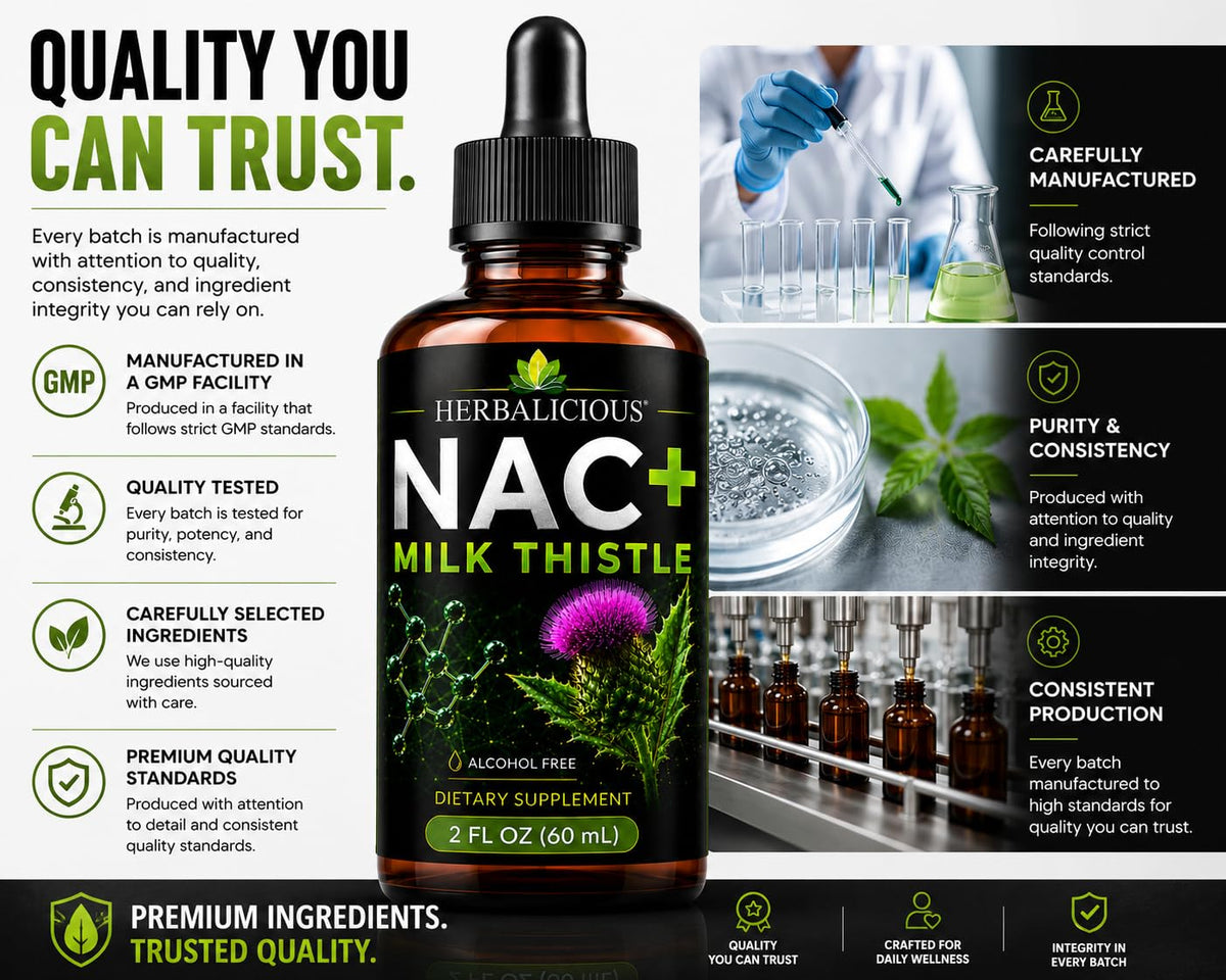 HERBALICIOUS Milk Thistle Extract with NAC Liver Support - 2 Fl Oz - image 4