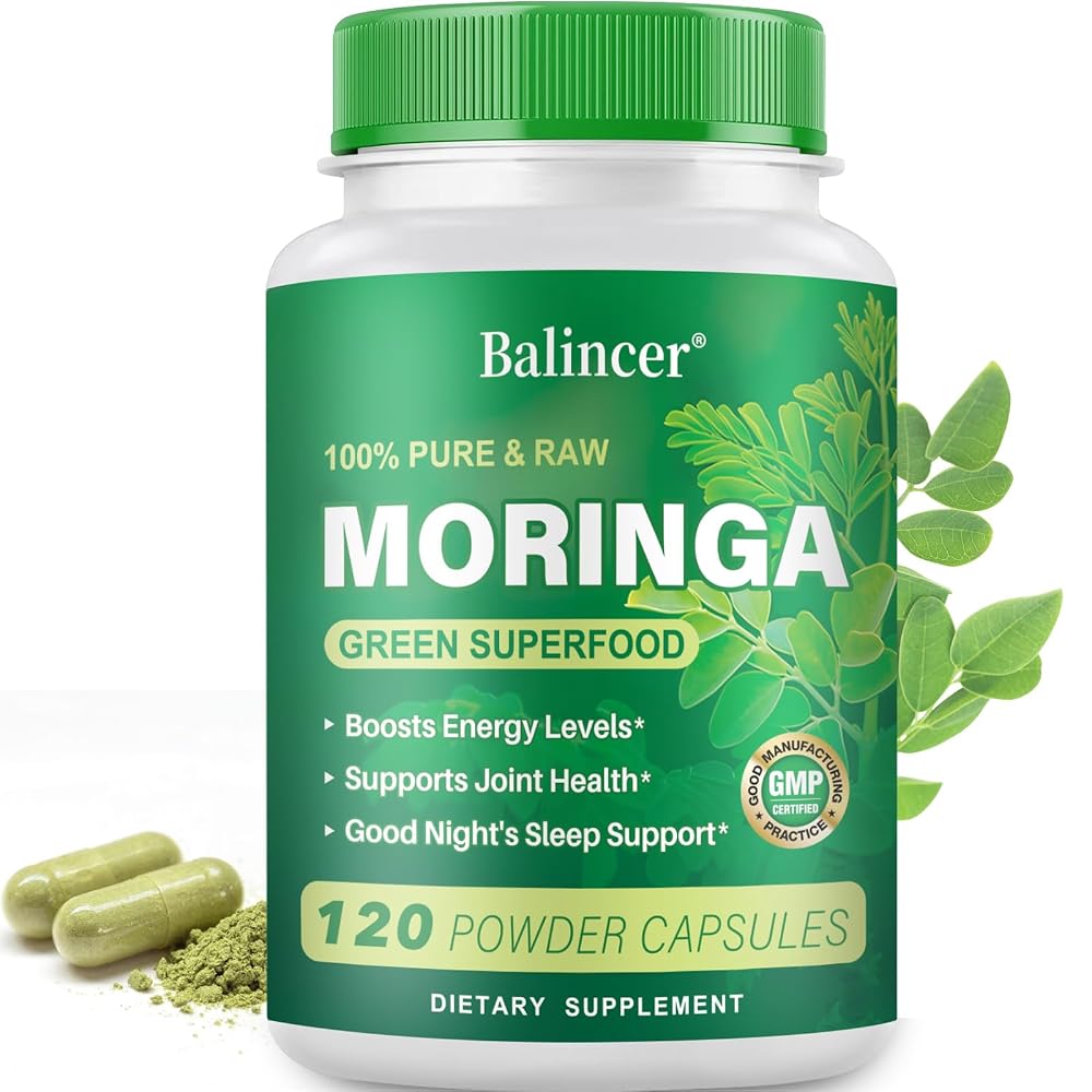 Balincer Moringa Capsules Natural Green Superfood - 120 Vegetarian Capsules