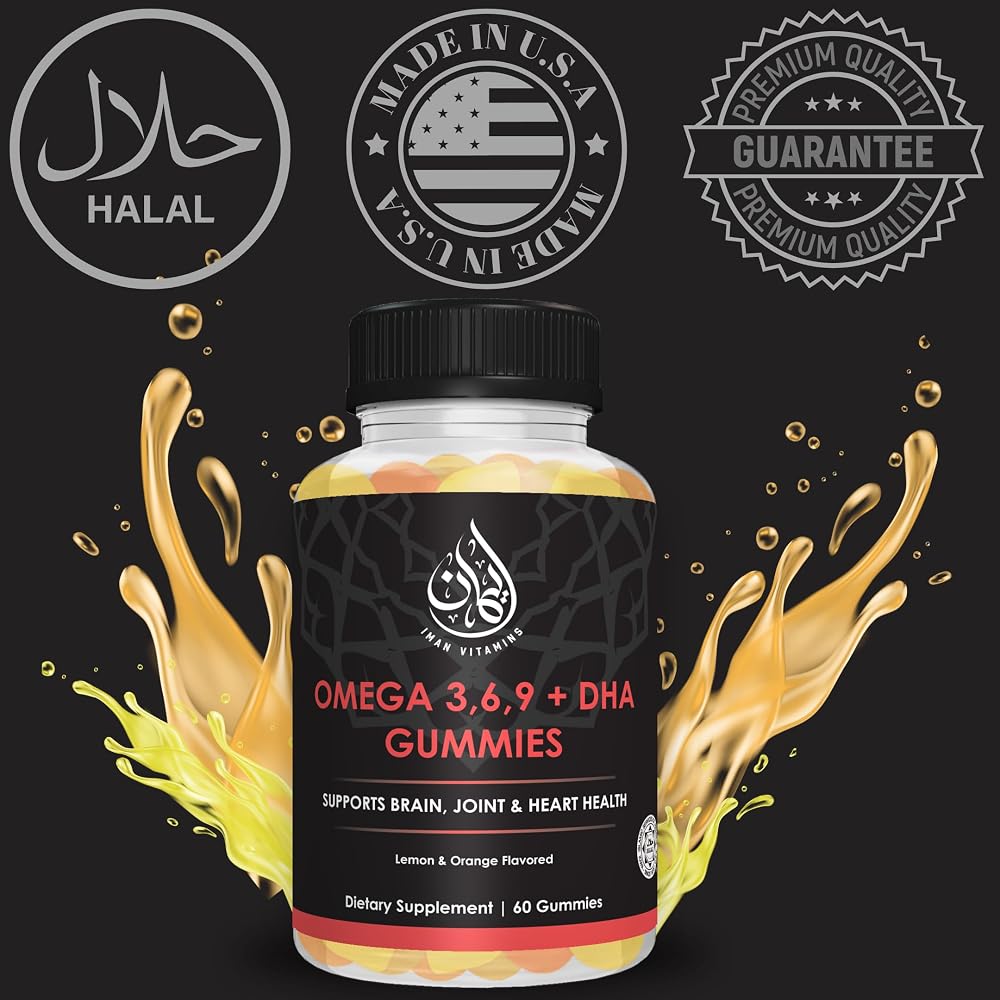 Iman Vitamins Halal Omega 3 Gummies with DHA, Plant Based - 60 Count - image 4