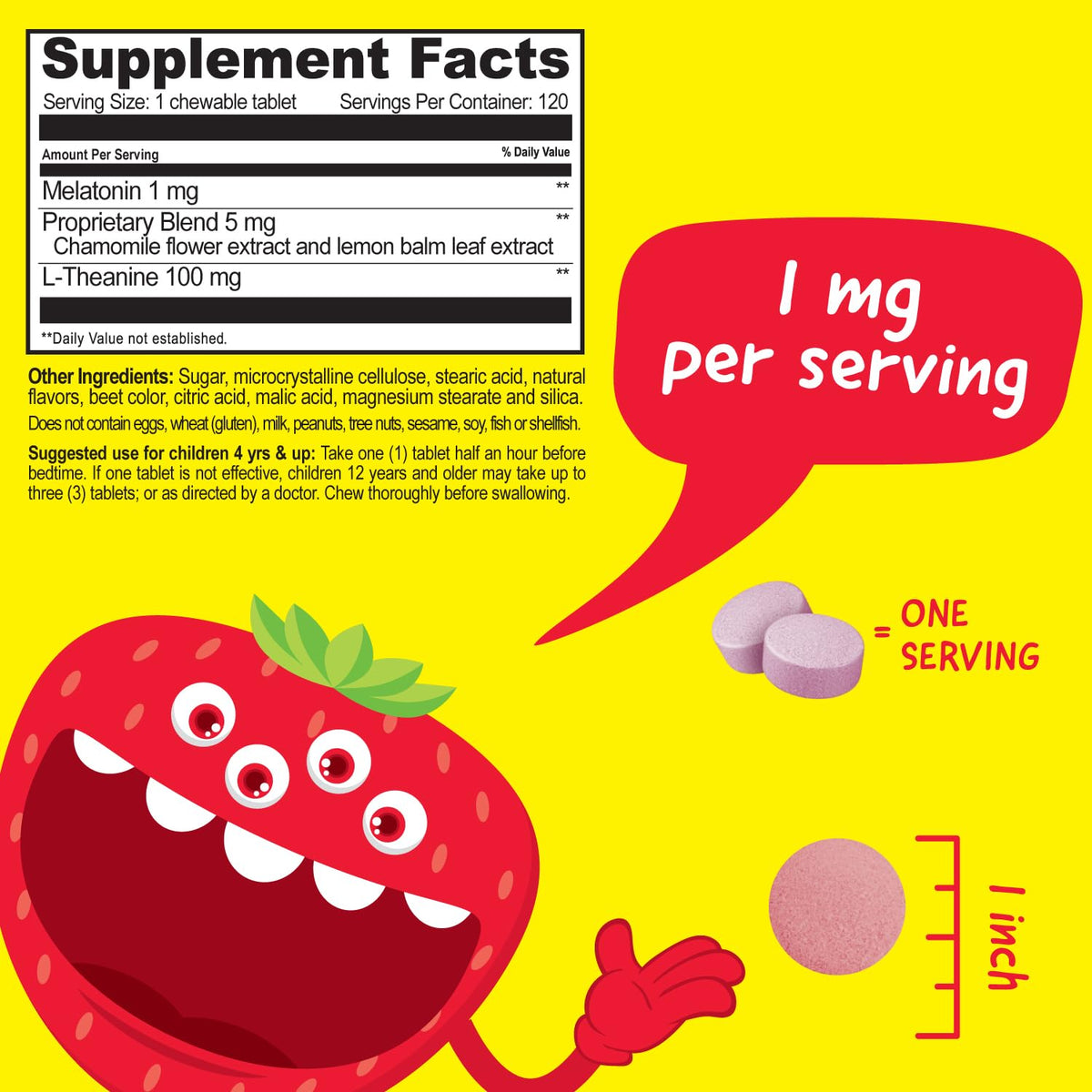 VitaWorks Kids Melatonin 1 mg Chewable Tablets - 120 Count - image 2