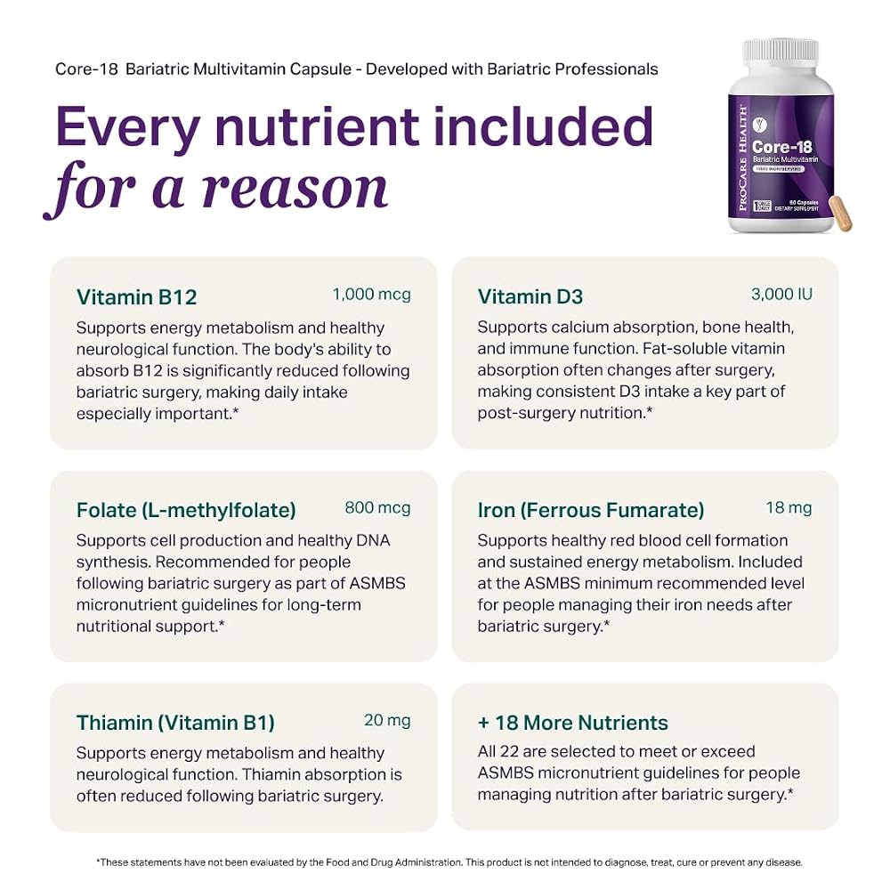 ProCare Health Core-18 Bariatric Multivitamin with Iron - 90 Capsules - image 5