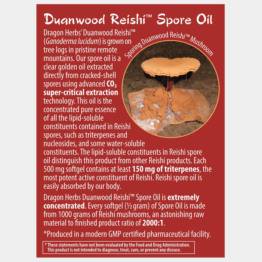 Dragon Herbs Duanwood Reishi Spore Oil Softgels - 30 Softgels - image 2