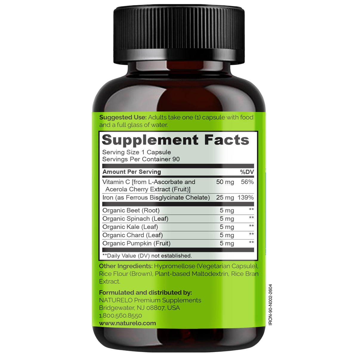 Naturelo Capsules iron 25Mg vitamin C gentle On The Stomach