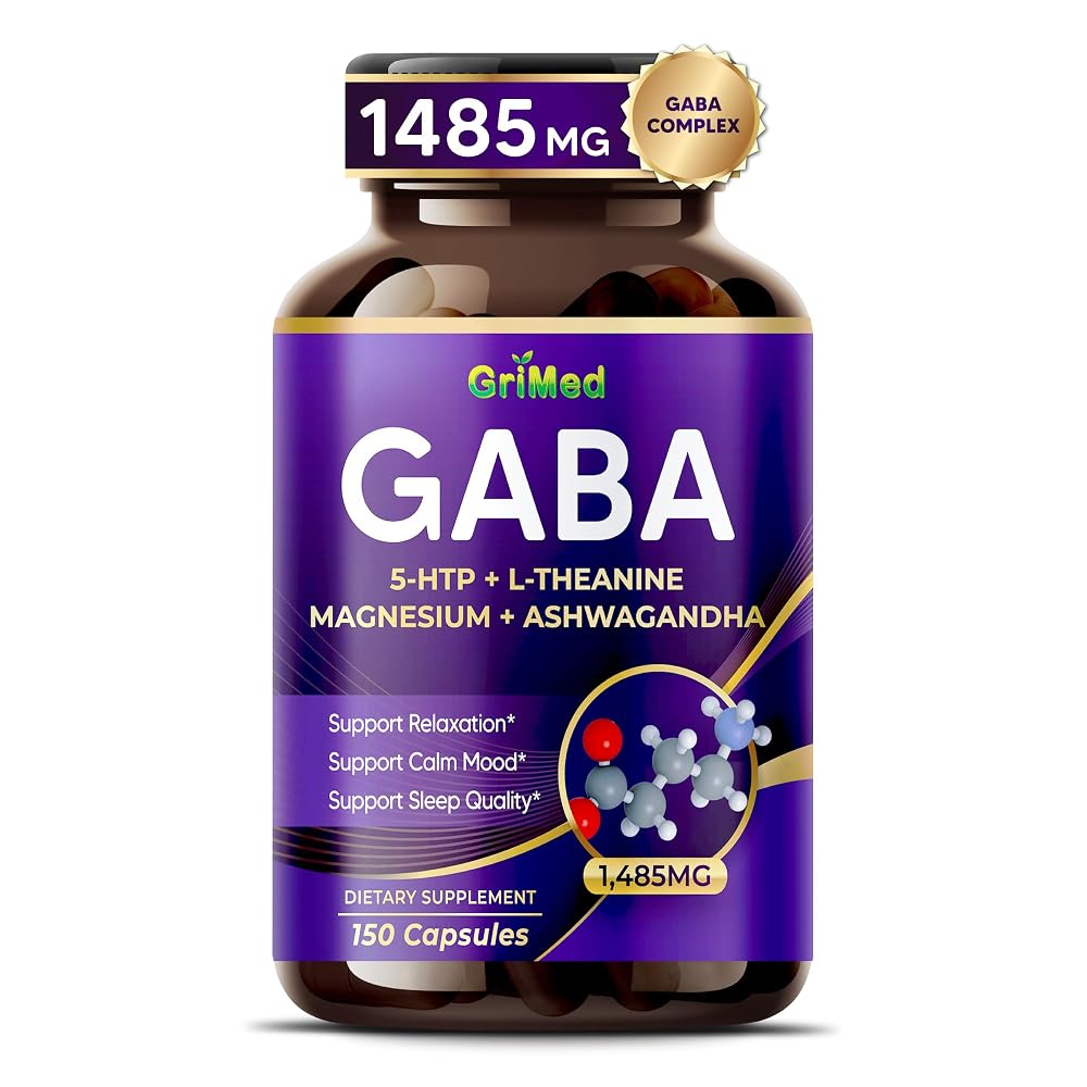 GriMed GABA 1485mg 8-in-1 with 5-HTP & Ashwagandha - 150 Capsules