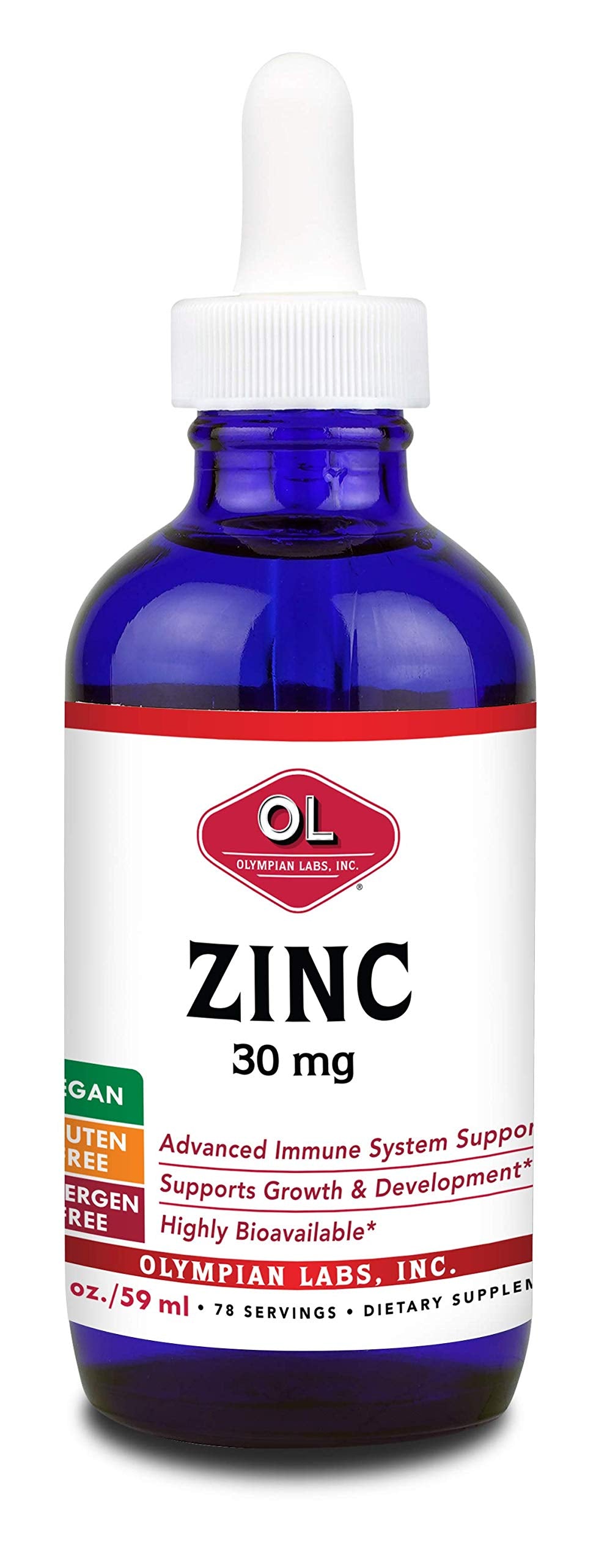 Olympian Labs Liquid Zinc 30mg Immune Support - 2 Fl Oz