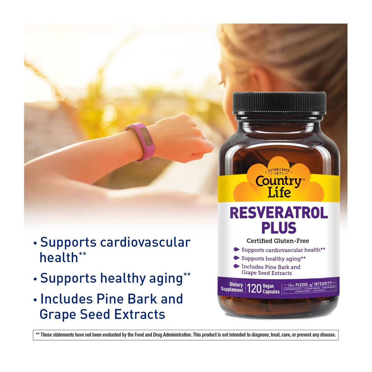 Country Life Resveratrol Plus 100 mg - 120 Vegan Capsules - image 3