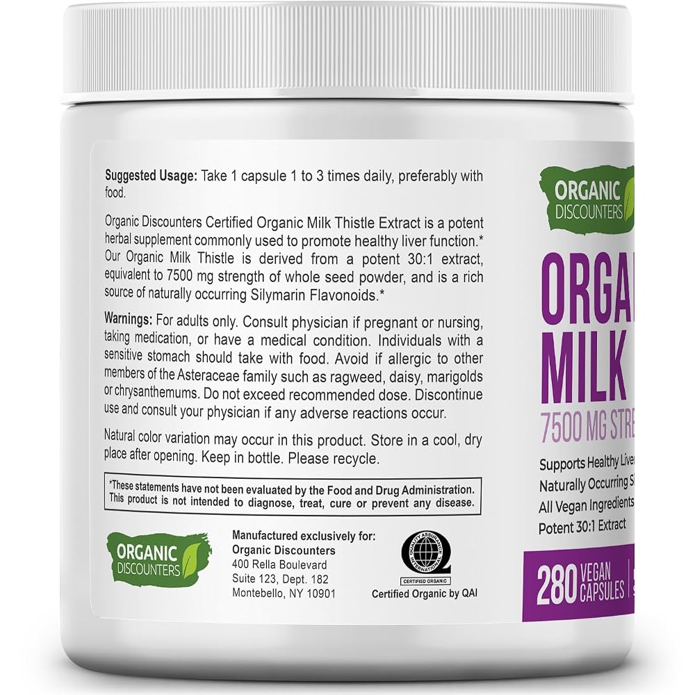 Organic Discounters Milk Thistle 30:1 Extract - 280 Capsules - image 7