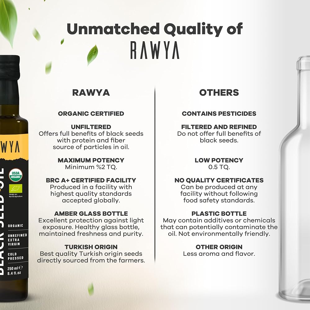 RAWYA Black Seed Oil - Organic Cold Pressed Nigella Sativa - Turkish - image 6