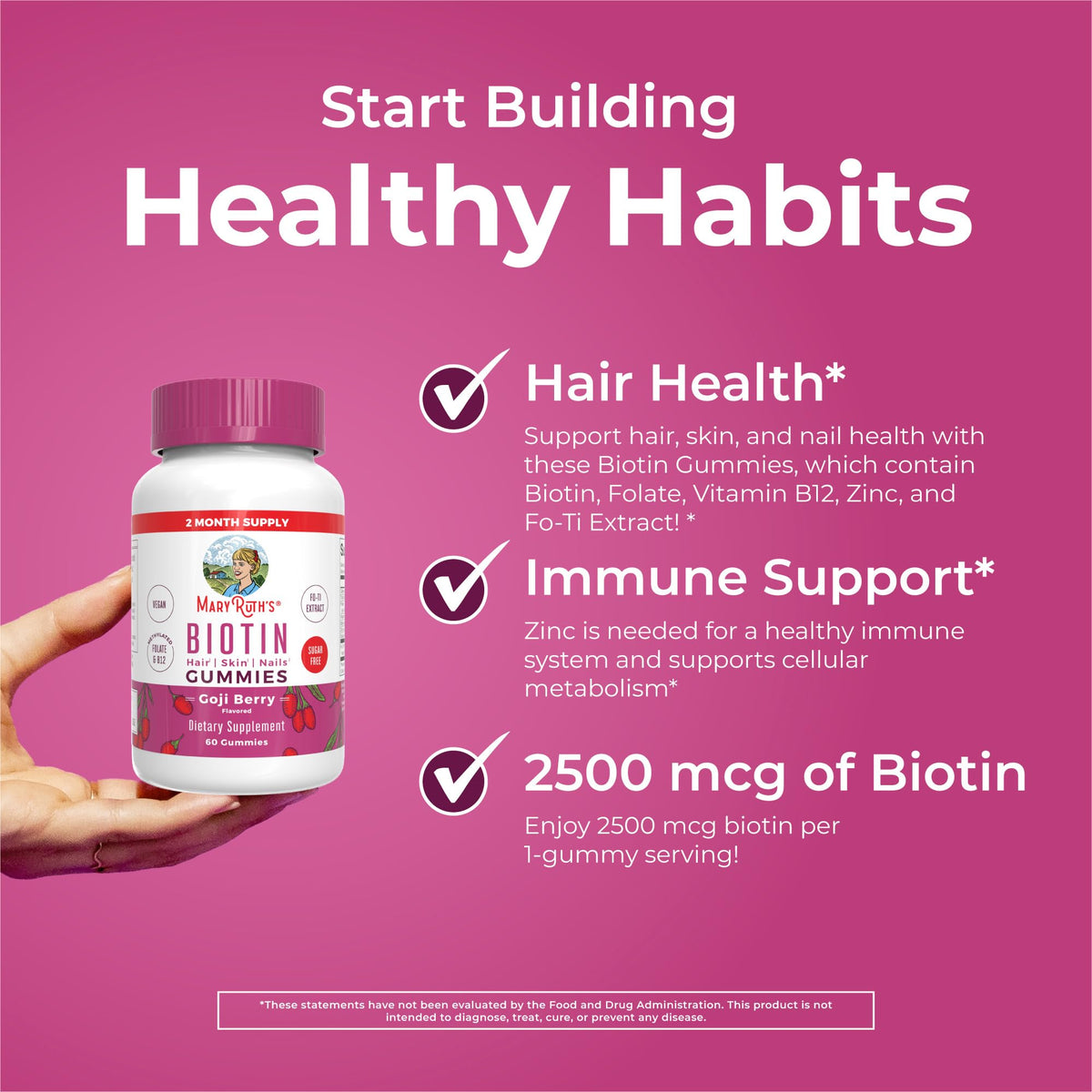 MARYRUTH'S Biotin Gummies Hair Growth Support - 60 Gummies - image 5