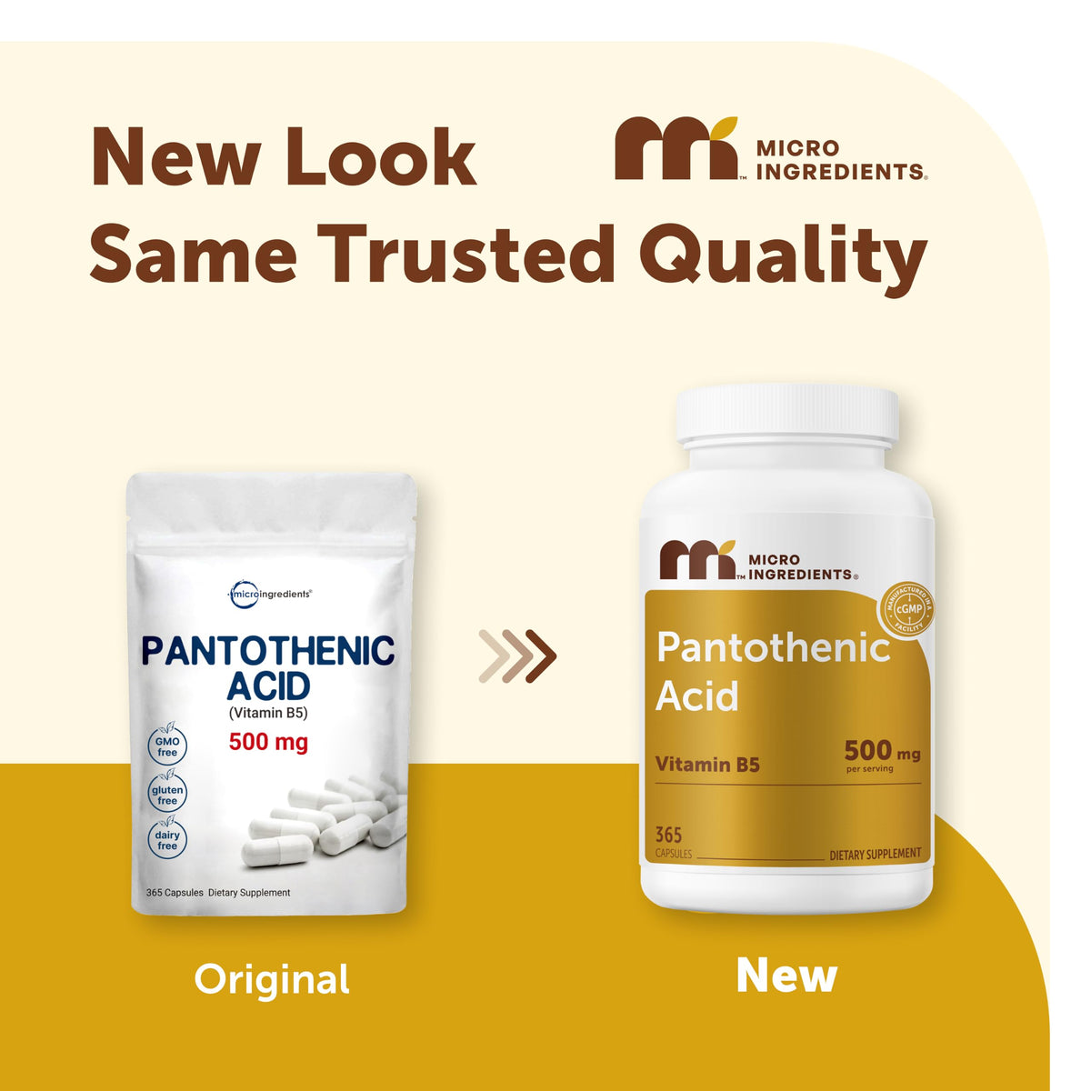 Micro Ingredients Pantothenic Acid 500mg Vitamin B5 - 365 Capsules - image 2