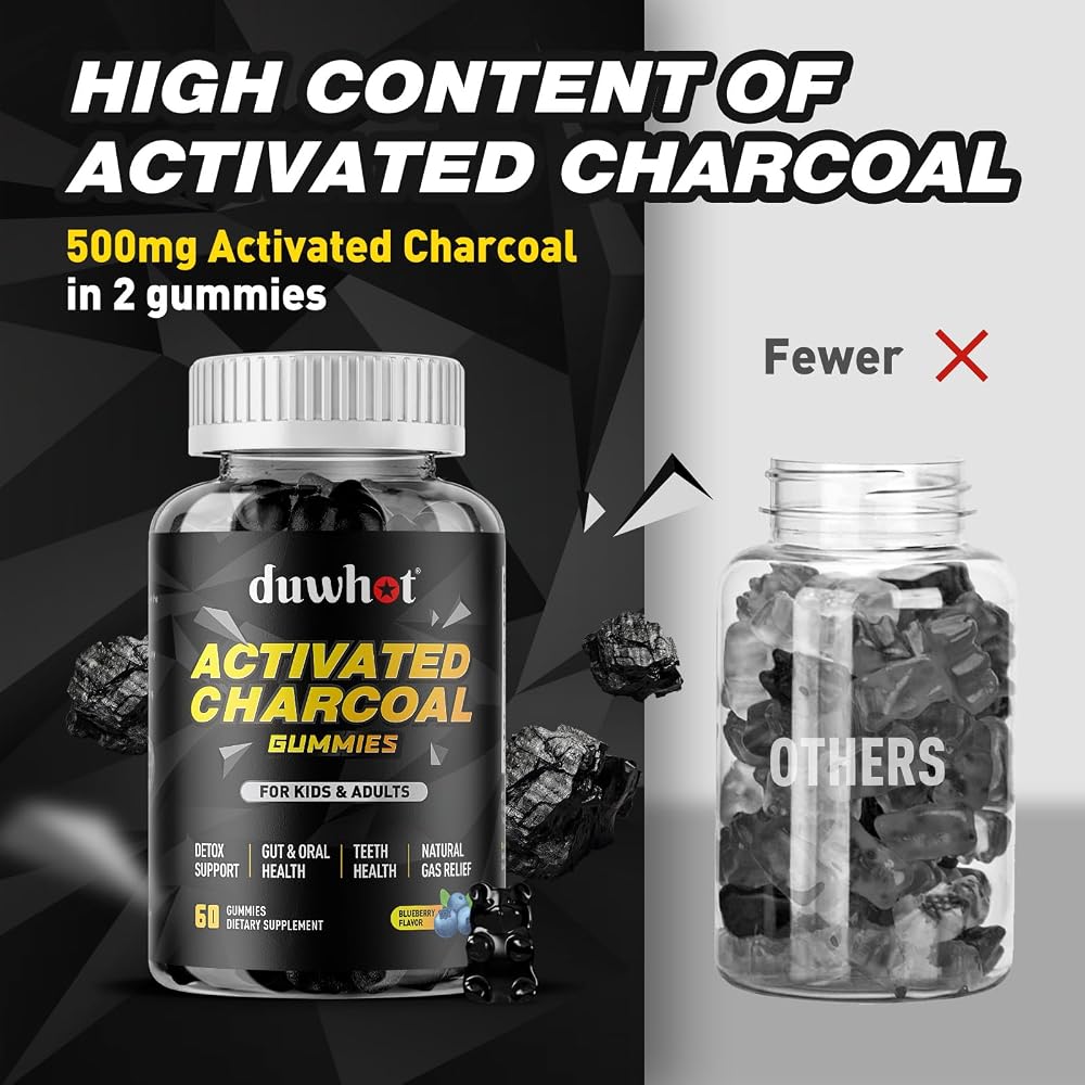 duwhot Activated Charcoal Gummies for Kids, 500mg - 60 Gummies - image 3