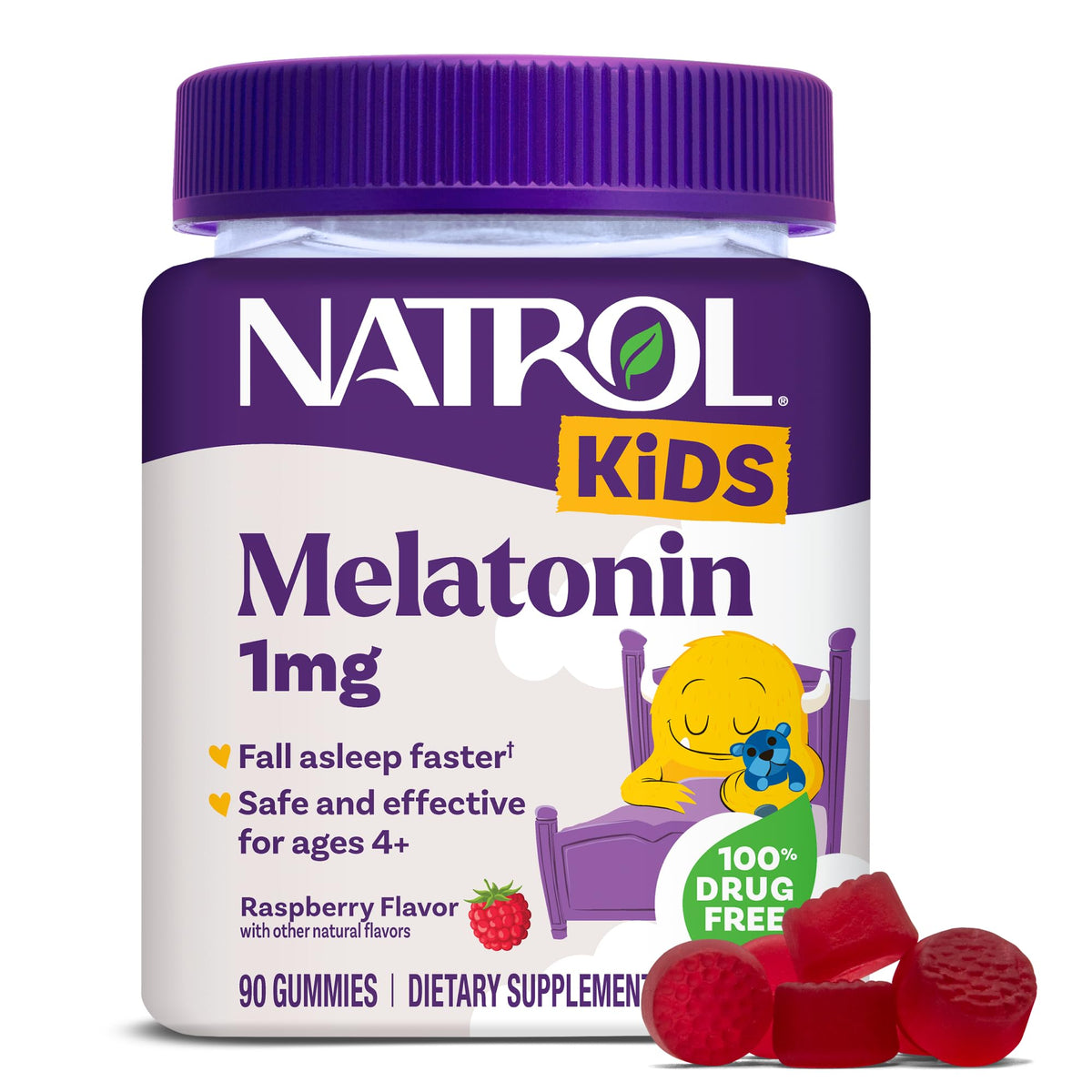Natrol Flavored Melatonin Gummies Bottle Sleep 1Mg Kids
