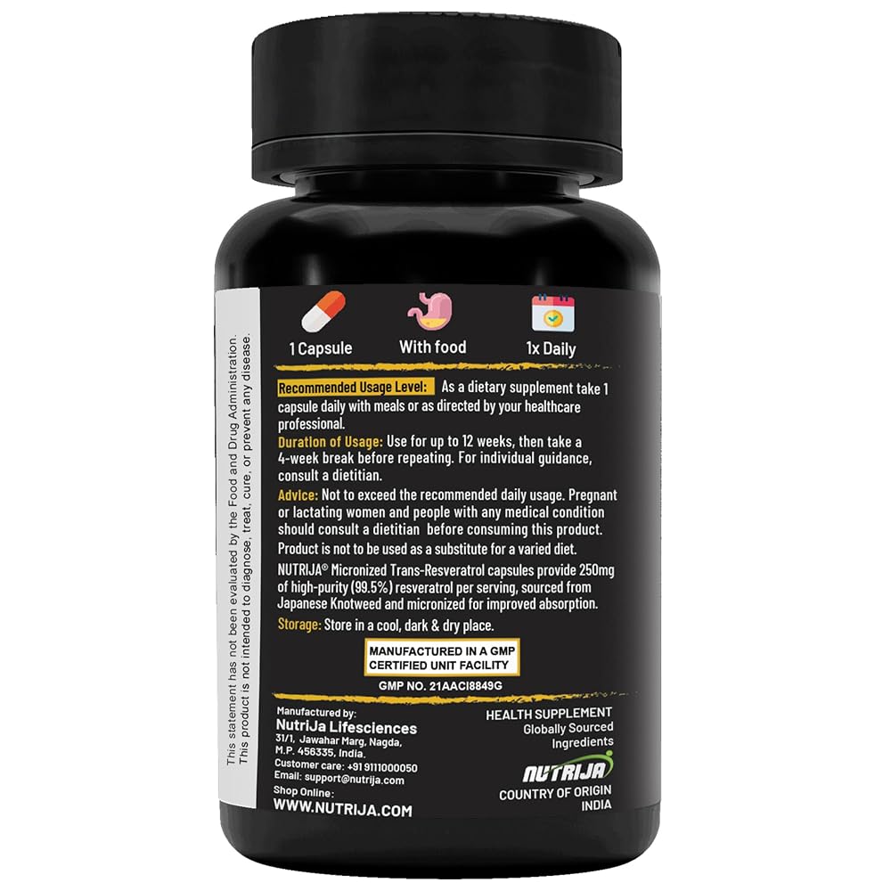 NutriJa Trans Resveratrol 250mg Antioxidant - 30 Capsules - image 3
