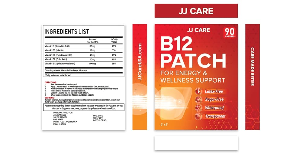 JJ CARE B12 Patch Energy Support - 90 Patches - image 8