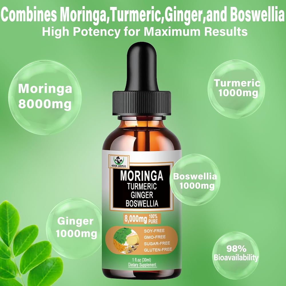 Vita letuo Moringa Drops Organic Liquid Extract with Turmeric Ginger - 1 Fl Oz - image 3