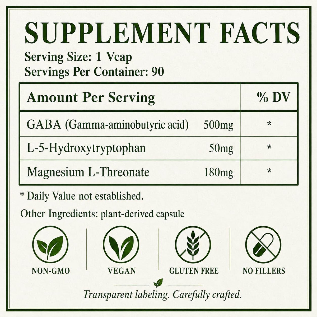 Green Organic Supplements GABA Plus - 90 Capsules - image 3