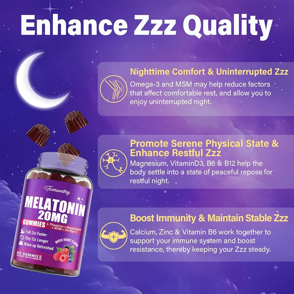 Tcemundry Melatonin Gummies 20mg for Adults - Maximum Strength