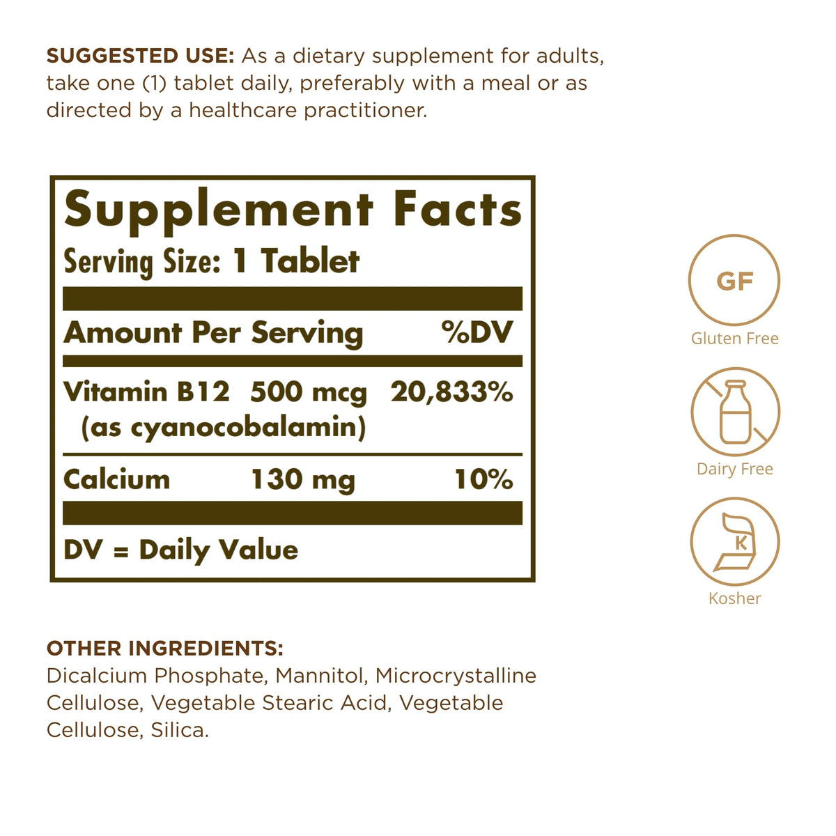 Solgar Vitamin B-12 500mcg - 100 Tablets - image 2