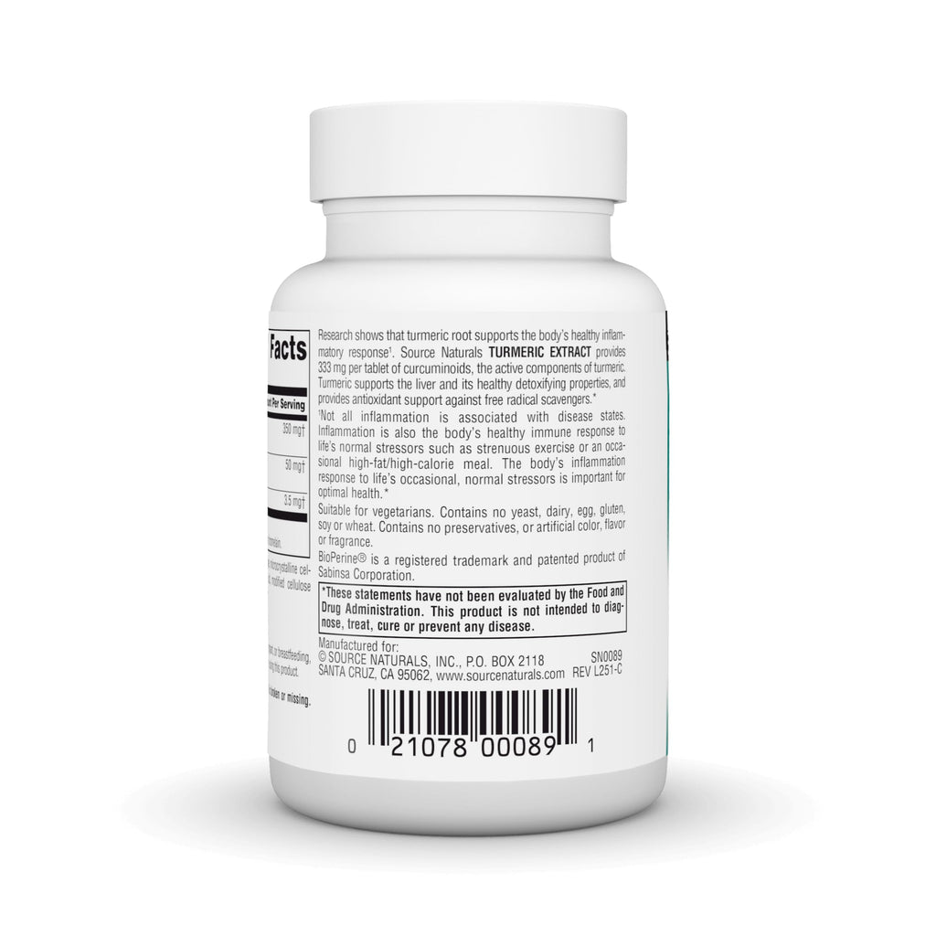 Source Naturals Turmeric Extract 95% Curcumin - 100 Tablets - image 4