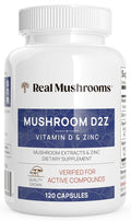 Real Mushrooms Zinc and Vitamin D2 Capsules – 120 Count