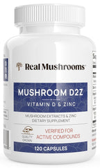 Real Mushrooms Zinc and Vitamin D2 Capsules – 120 Count