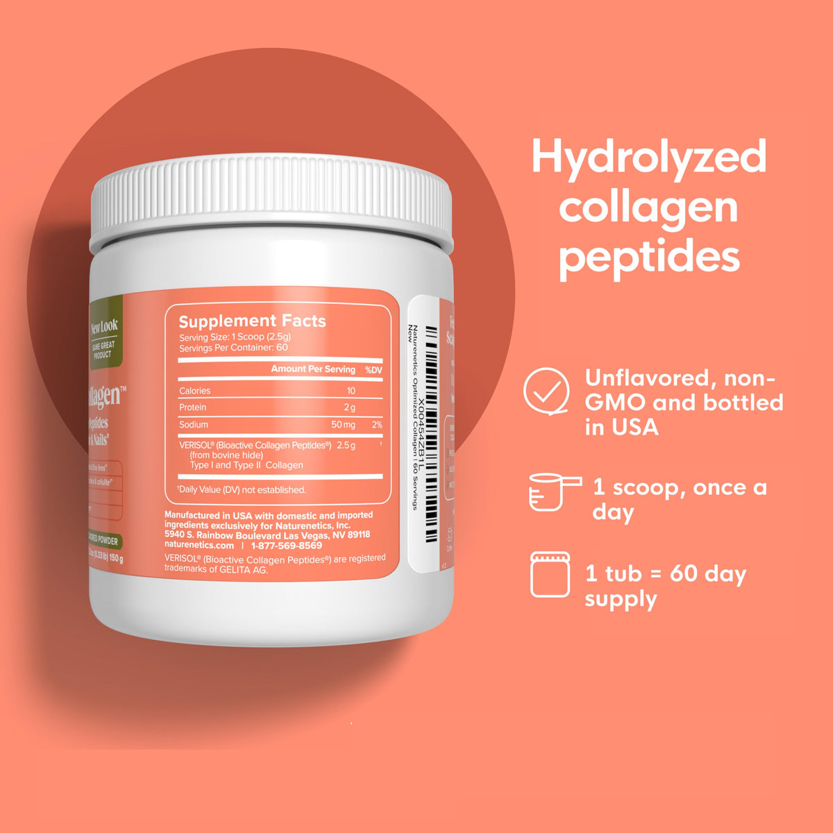 Naturenetics Collagen Peptides Powder for Hair, Skin & Nails - 5.3 oz - image 2