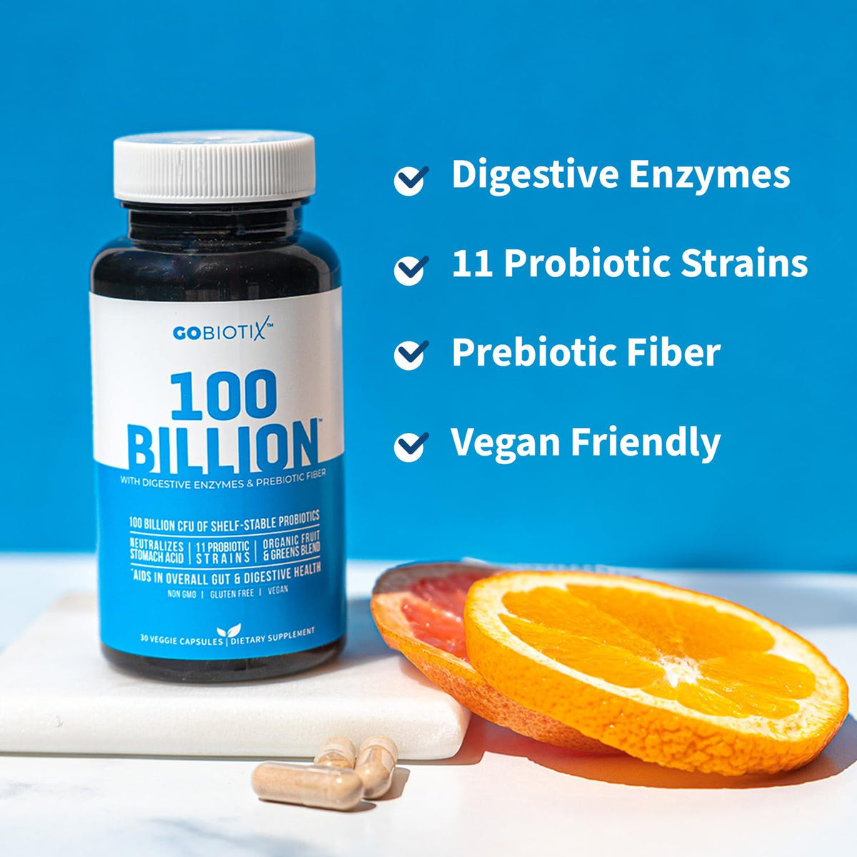 GOBIOTIX 100 Billion Digestive Enzymes Probiotics - 30 Capsules - image 7