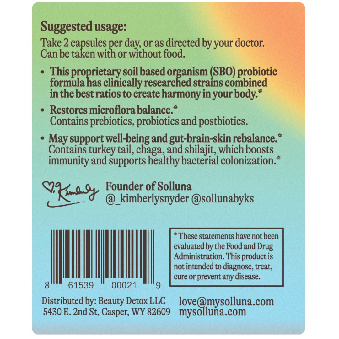 Solluna SBO Probiotics with Prebiotics & Postbiotics - 60 Capsules - image 4