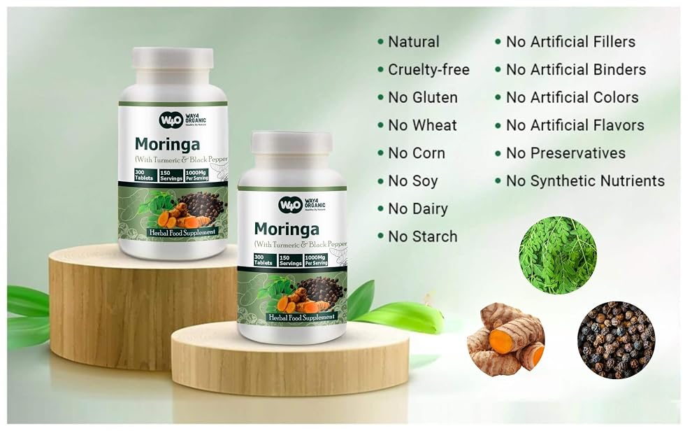WAY 4 ORGANIC W4O Moringa Tablets with Turmeric and Black Pepper
