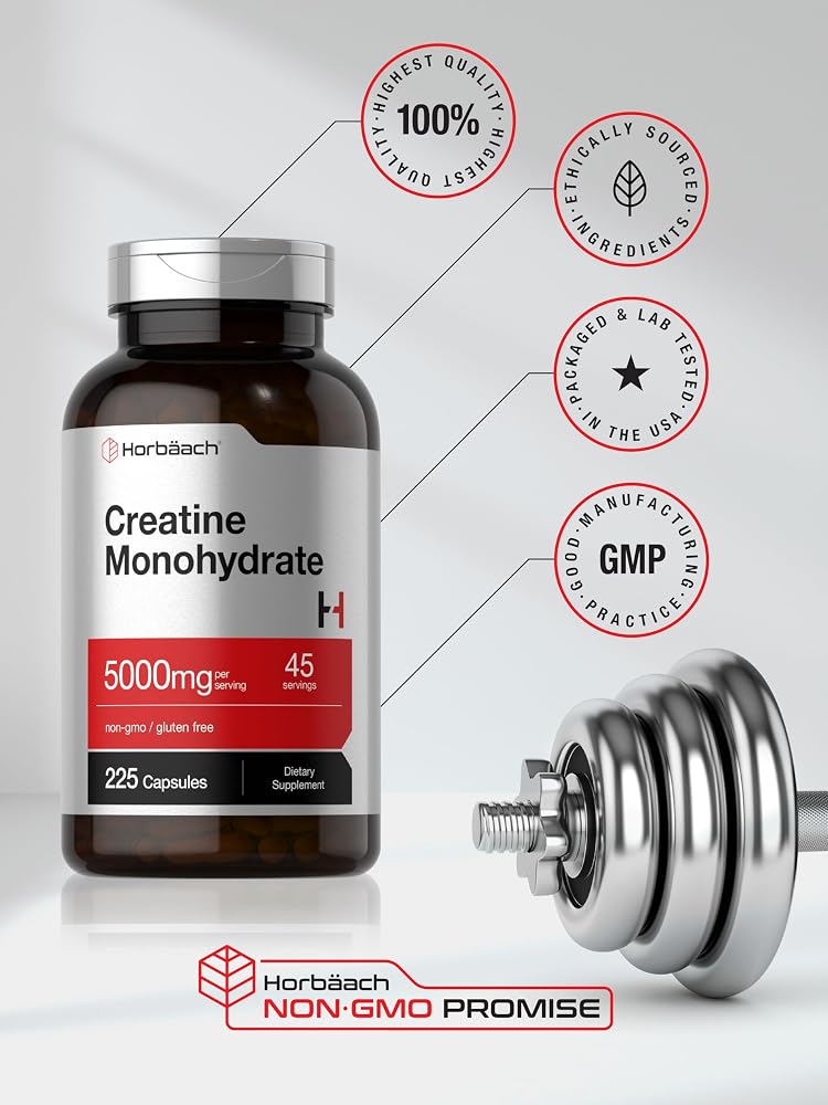 Horbäach Creatine Monohydrate 5g - 225 Capsules - image 6