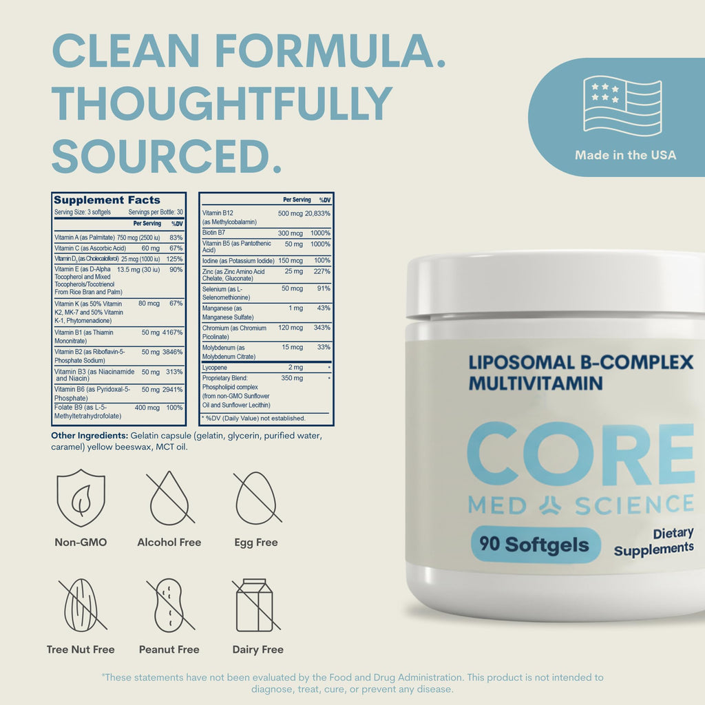 Core Med Science Liposomal B-Complex Multivitamin - 90 Softgels - image 3