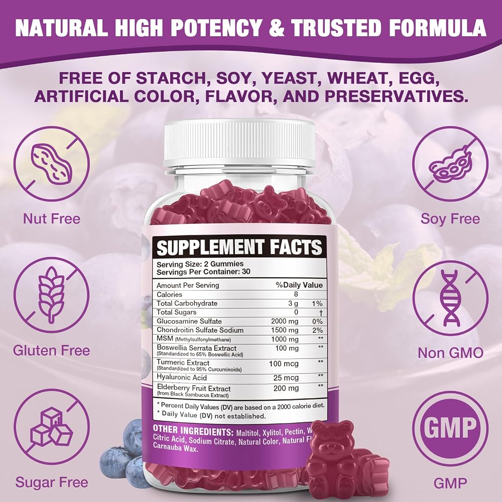 VAJYKEWJY Glucosamine Chondroitin Gummies Joint Support - 60 Gummies - image 2