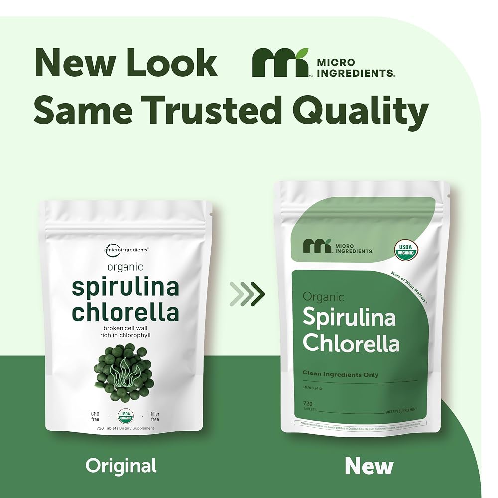 Micro Ingredients Organic Spirulina Chlorella Tablets - 720 Count - image 2