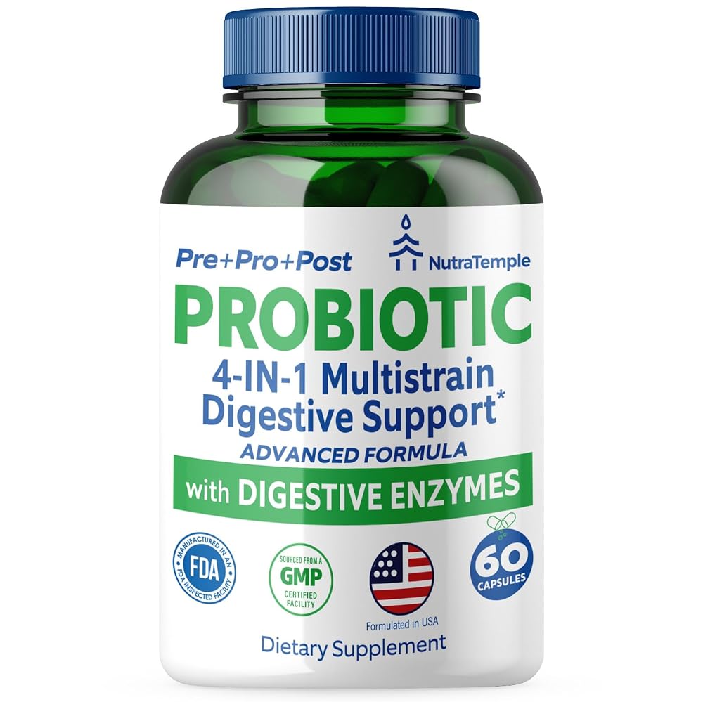 NUTRATEMPLE Probiotics 4-in-1 Digestive Enzymes - 60 Capsules