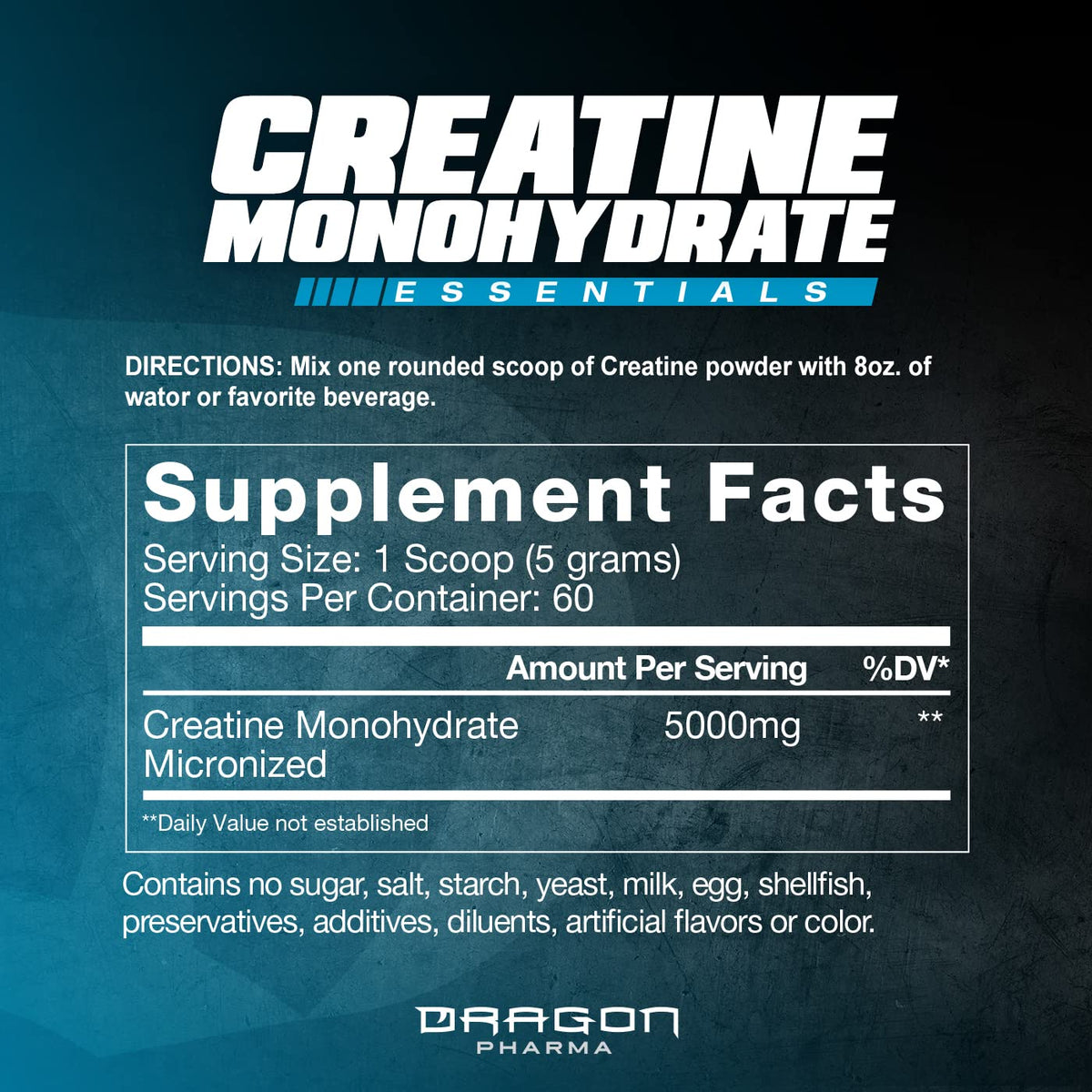 DRAGON PHARMA Creatine Monohydrate Powder - 60 Servings - image 2