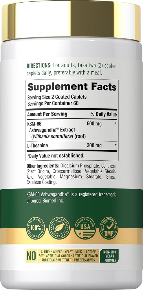 Carlyle KSM-66 Ashwagandha Root Extract 600mg - 120 Caplets - image 2