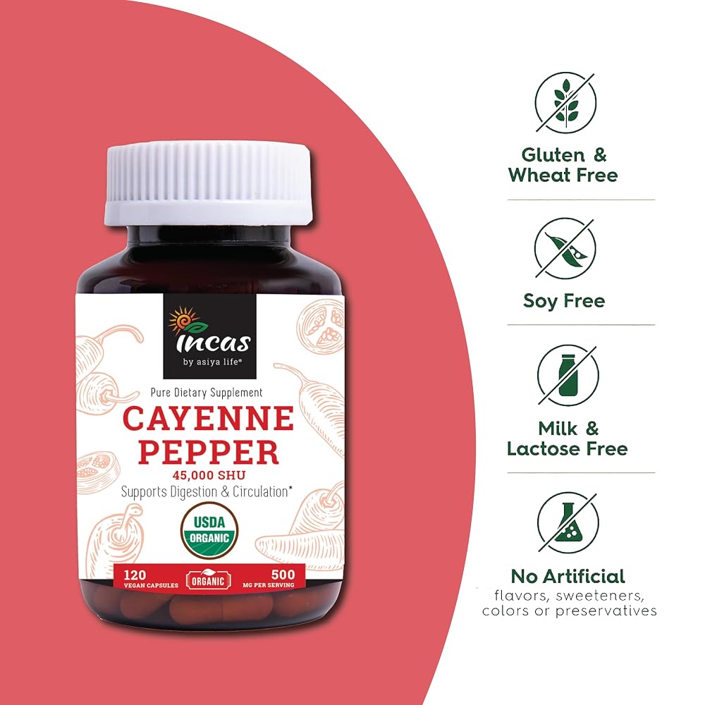 Incas USDA Organic Cayenne Pepper Capsules 500mg - 120 Count - image 3