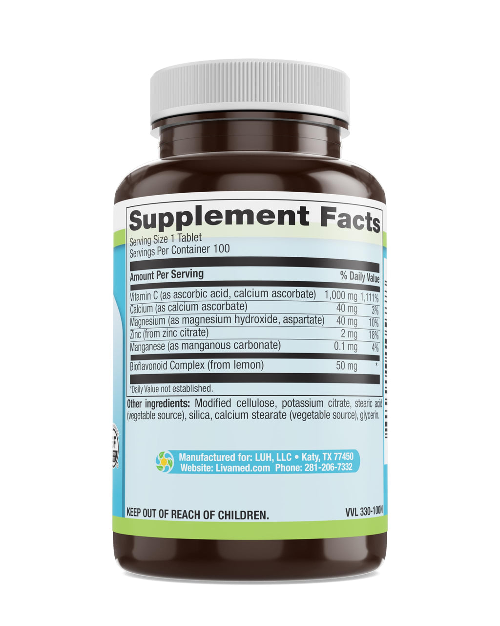 Livamed Buffered C 1,000 mg Vegetarian Tablets - 100 Count - image 6